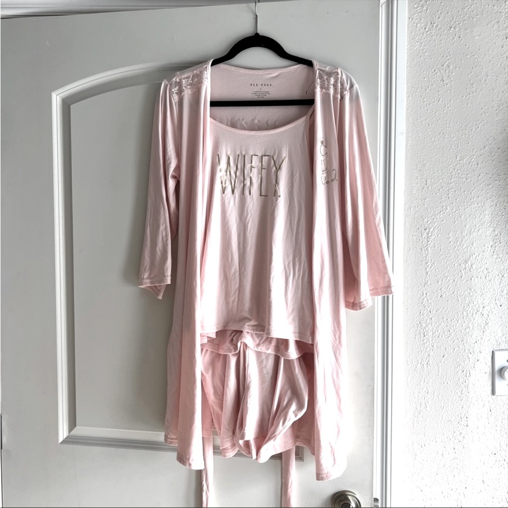 Rae Dunn Wifey Est. 2022 3 piece Pajama and Robe Set